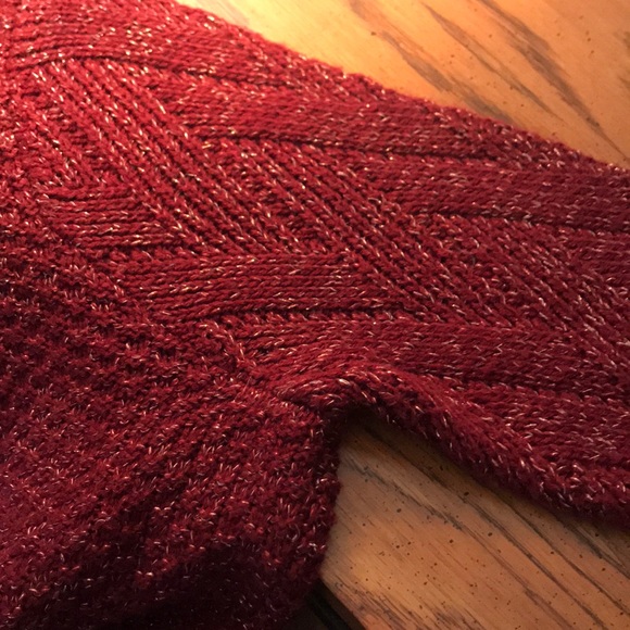 Pink Rose Maroon Cable Knit Sparkle Sweater XL - Picture 4 of 7